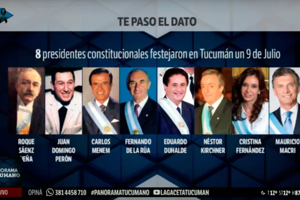 Te paso el dato: 75 minutos estuvo Macri en Tucumán el 9 de Julio