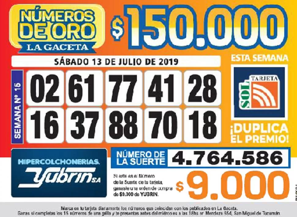 Los Números de Oro de LA GACETA