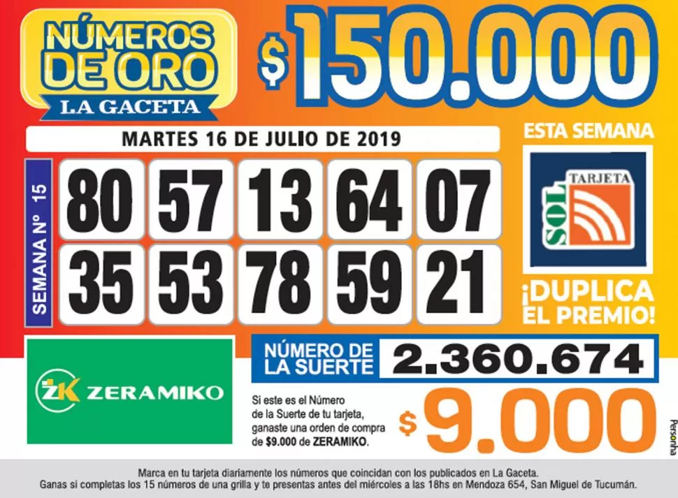 Los Números de Oro de LA GACETA