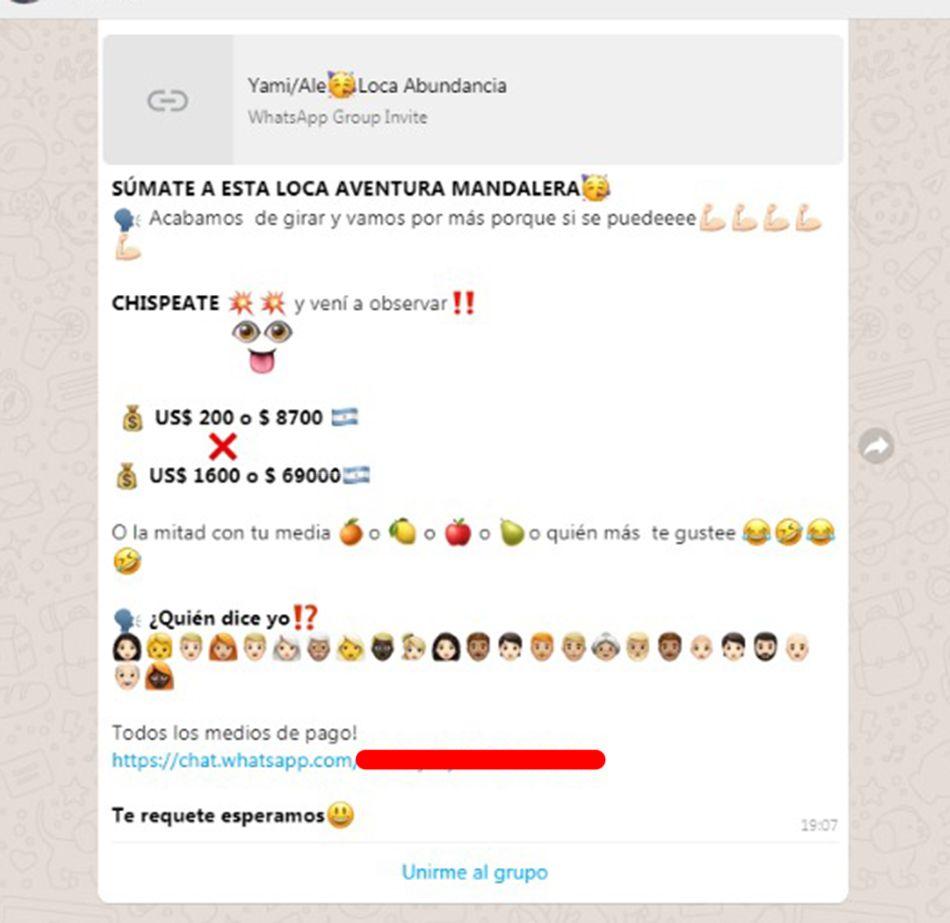 ENTUSIASMO. Así invitan a los posibles participantes a sumarse a los grupos de WhatsApp.