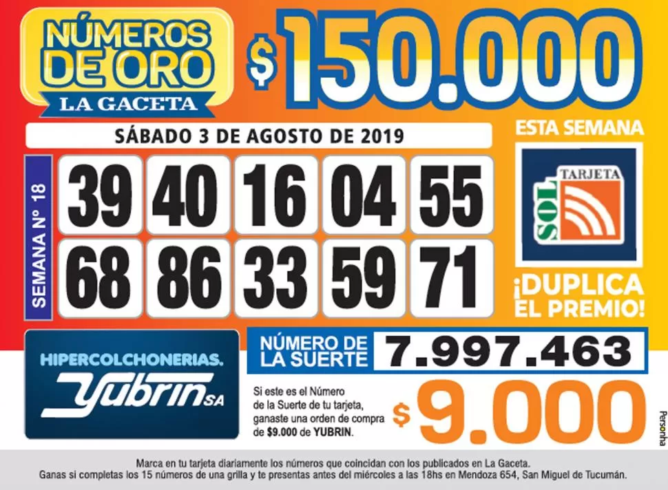 Los Números de Oro de LA GACETA