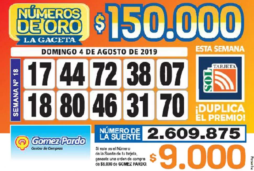 Los Números de Oro de LA GACETA