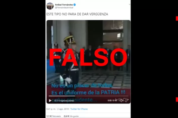 Son falsos los subtítulos del video entre Macri y un granadero que publicó Aníbal Fernández