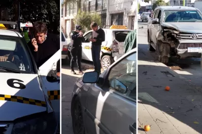 El concejal Bussi chocó su camioneta contra un taxi, que terminó sobre la vereda