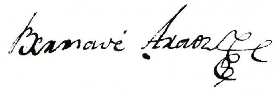 BERNABÉ ARÁOZ. Firma del gobernador de Tucumán, quien en 1821 combatiría contra Martín Güemes. 