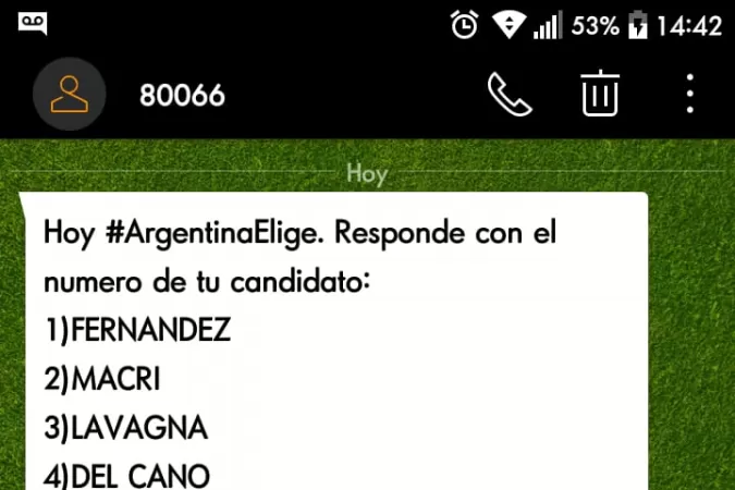 Las encuestas son enviadas desde el número 80066, por SMS.