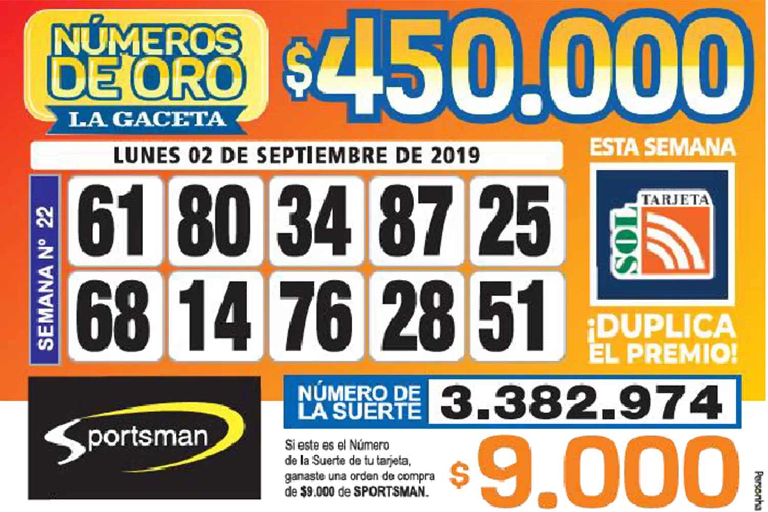 Los Números de Oro de LA GACETA