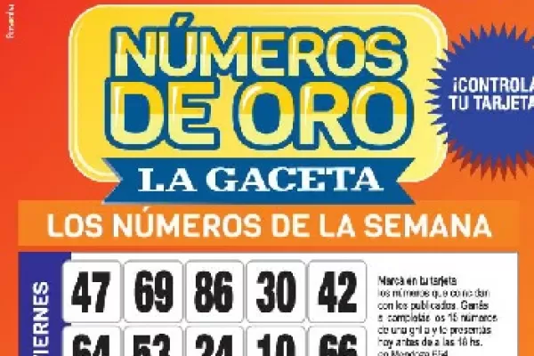 ¡Mucha suerte! Esta es la grilla completa de los Números de Oro