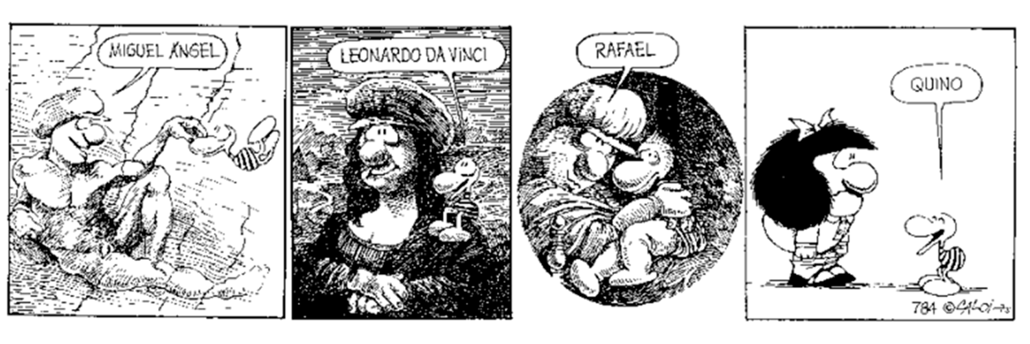 CLÁSICO. Un homenaje de Caloi a Quino.