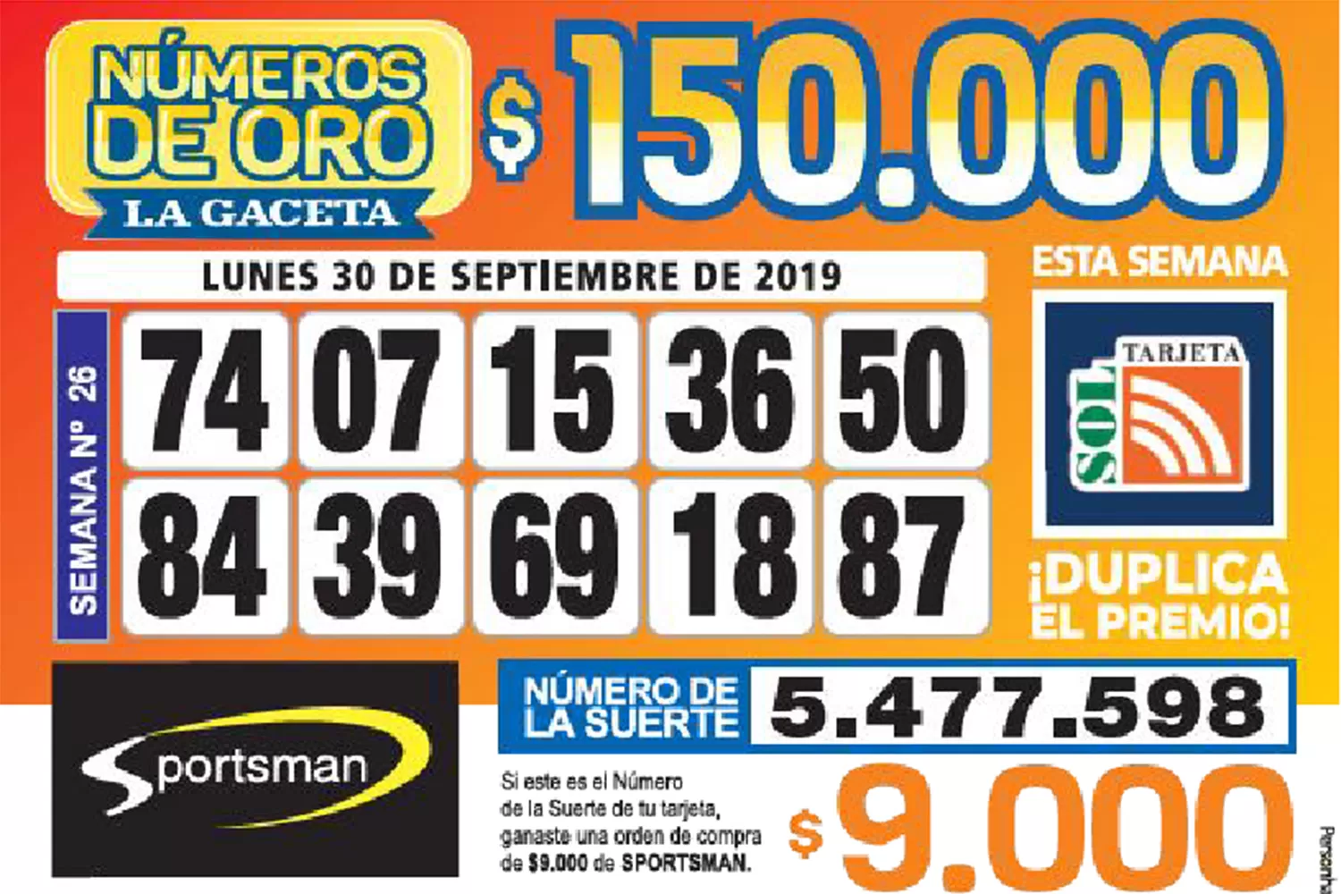 Los Números de Oro de LA GACETA