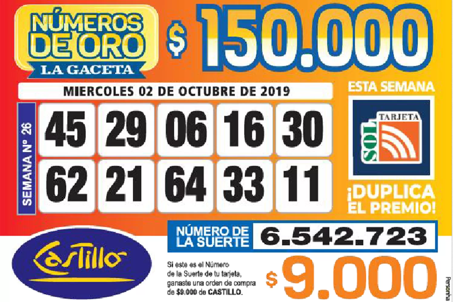 Los Números de Oro de LA GACETA