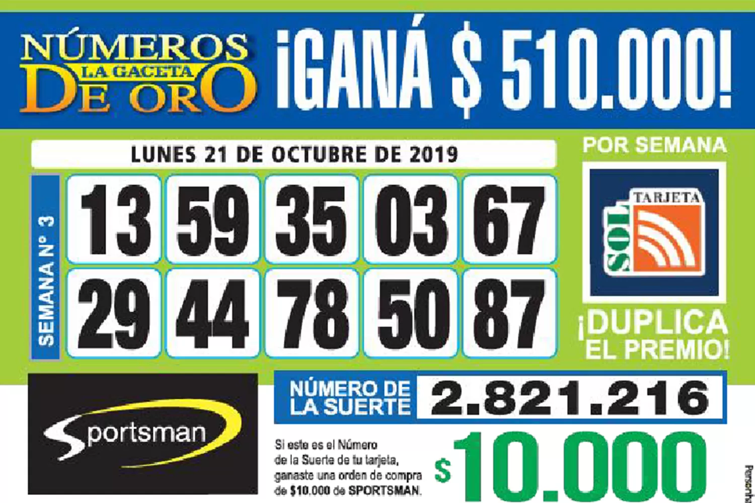 Los Números de Oro de LA GACETA