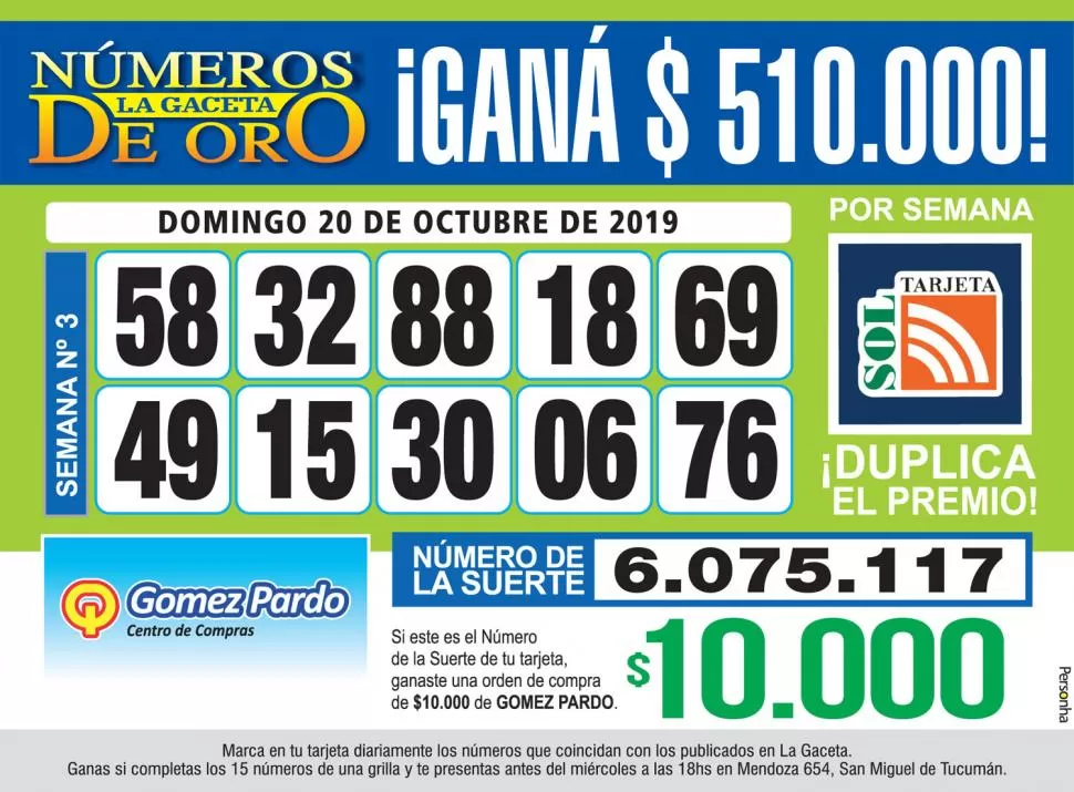 Los Números de Oro de LA GACETA