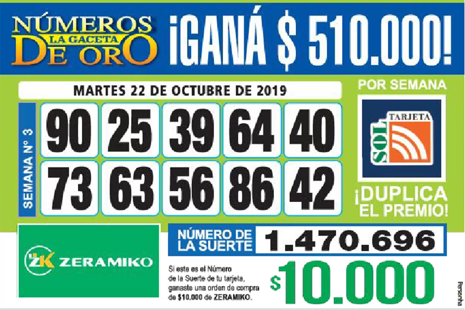 Los Números de Oro de LA GACETA