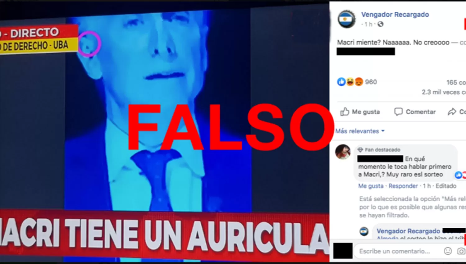 Es falso que Macri tenía un auricular durante el debate presidencial