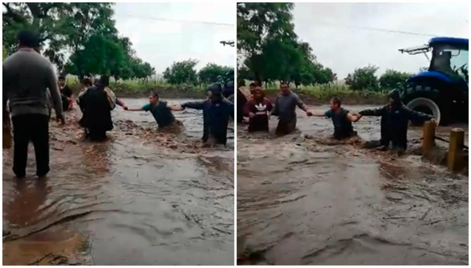 EVACUACIÓN. Los vecinos ayudaron con el rescate.