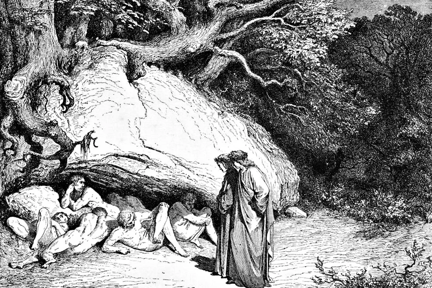 “ALMAS INOCENTES”. Dante y Virgilio en el limbo, en un grabado de Gustave Doré, que data de 1862. 