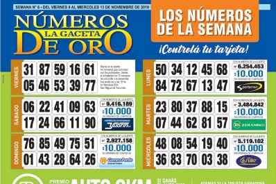 ¡Mucha suerte! Esta es la grilla completa de los Números de Oro