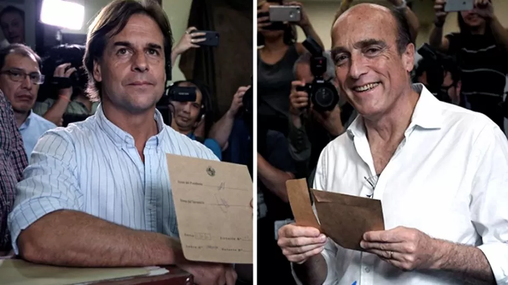 Candidatos. Martínez y Lacalle Pou esperan los resultados del balotaje. TÉLAM