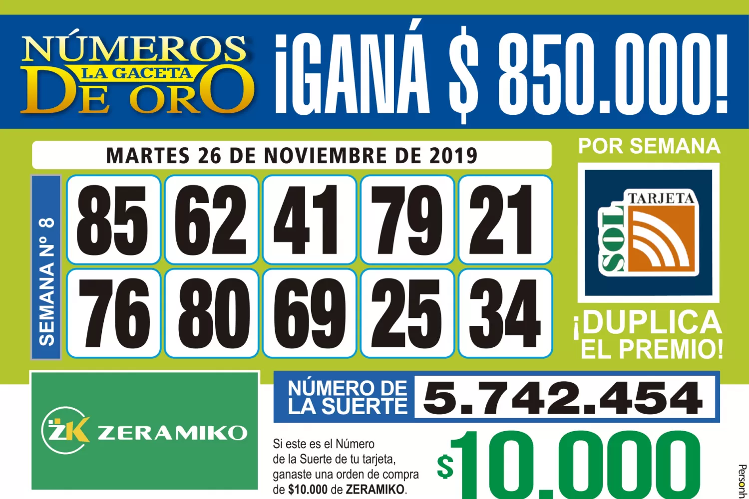 Los Números de Oro de LA GACETA