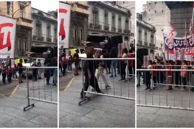 Con megáfonos y pancartas, pidieron el desafuero de Alperovich en la puerta del Congreso