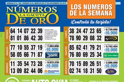 ¡Mucha suerte! Esta es la grilla completa de los Números de Oro