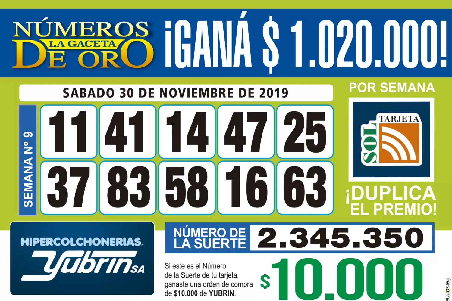 Los Números de Oro de LA GACETA