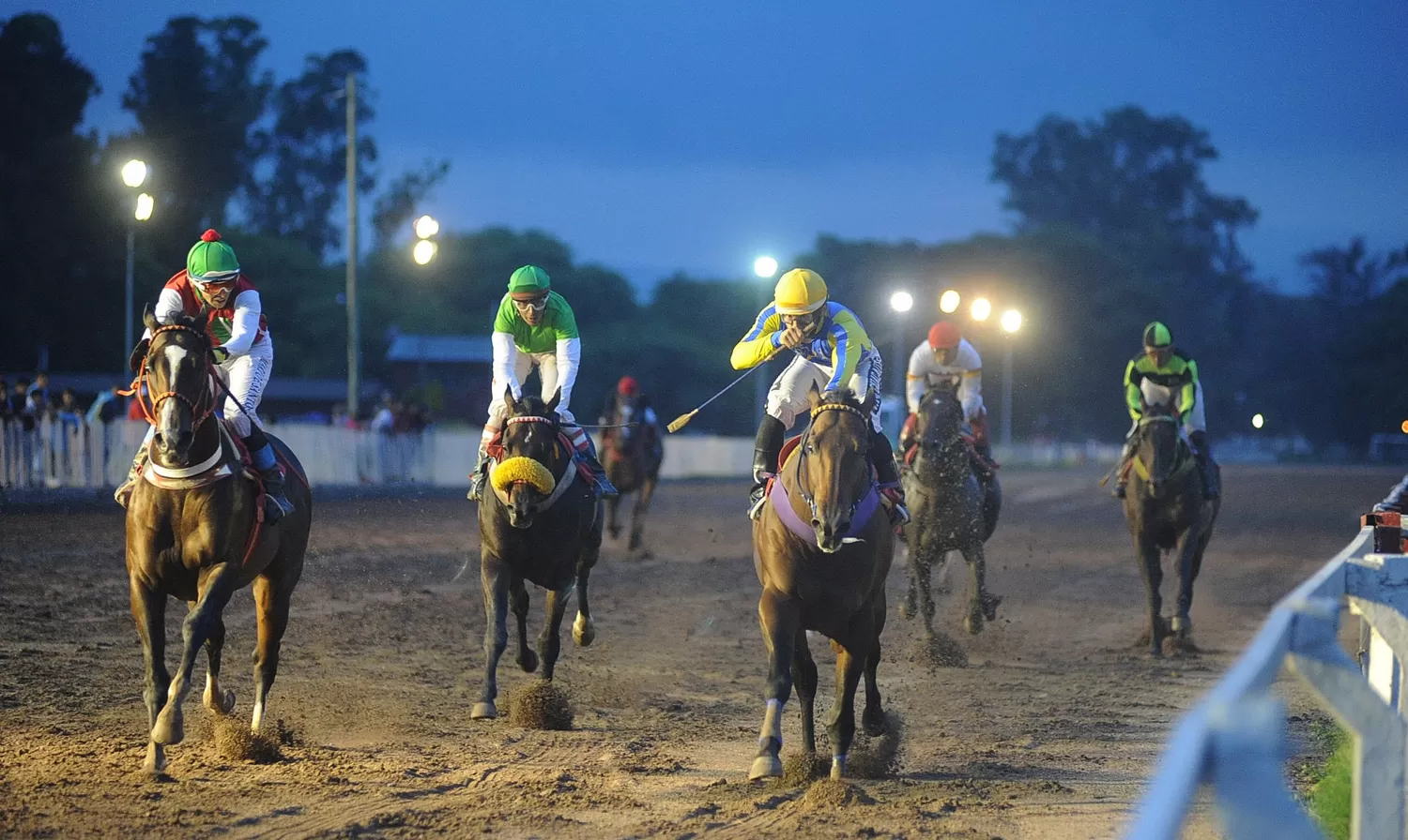 SE LUCIÓ. José Vizcarra, actual líder de la estadística de jinetes, festeja sobre la montura de Naymar Sam (derecha) el gran triunfo en la competencia jerárquica.