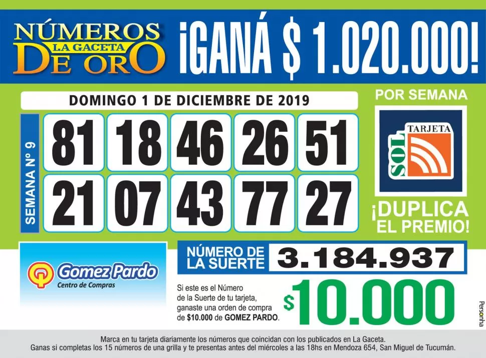 Los Números de Oro de LA GACETA