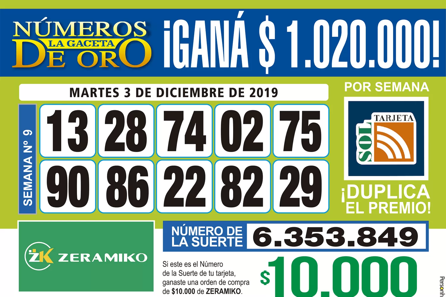 Los Números de Oro de LA GACETA