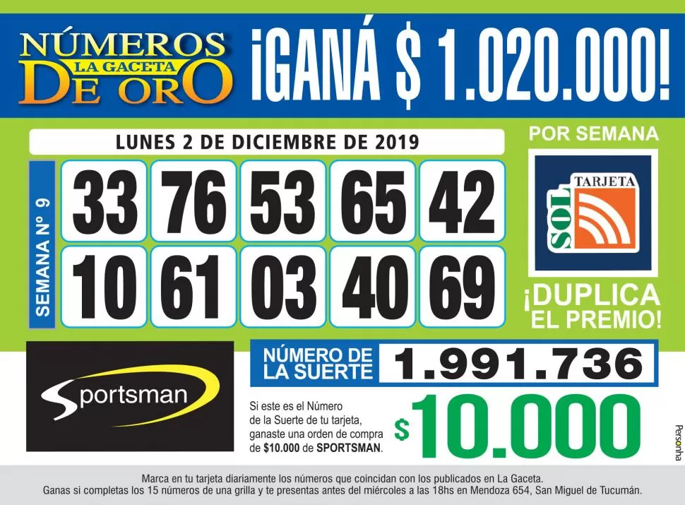 Los Números de Oro de LA GACETA