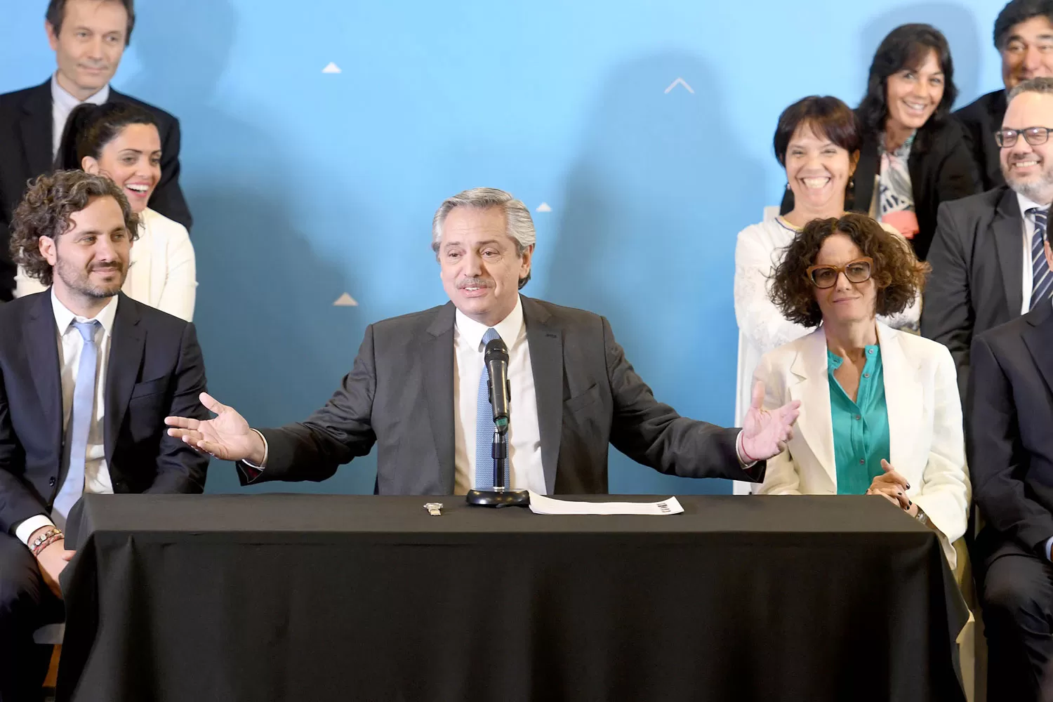 EN LA PRESENTACIÓN DE SU GABINETE. Alberto Fernández anunció ayer quiénes serán sus ministros.