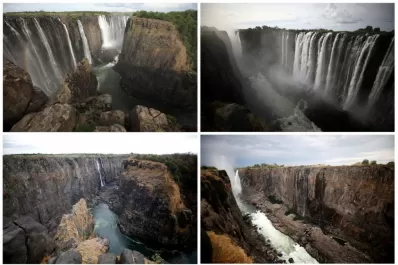 Por el cambio climático, baja el caudal de las Cataratas Victoria