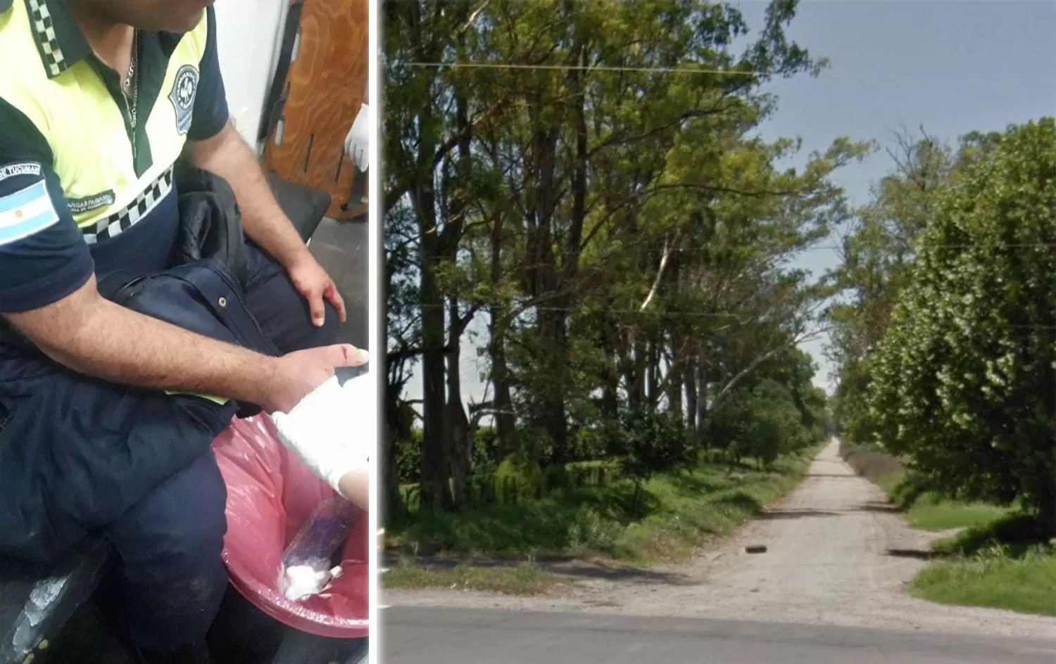 VIOLENTO ATAQUE. El miembro de la fuerza fue víctima de un hecho de inseguridad en un camino vecinal de esa ciudad.