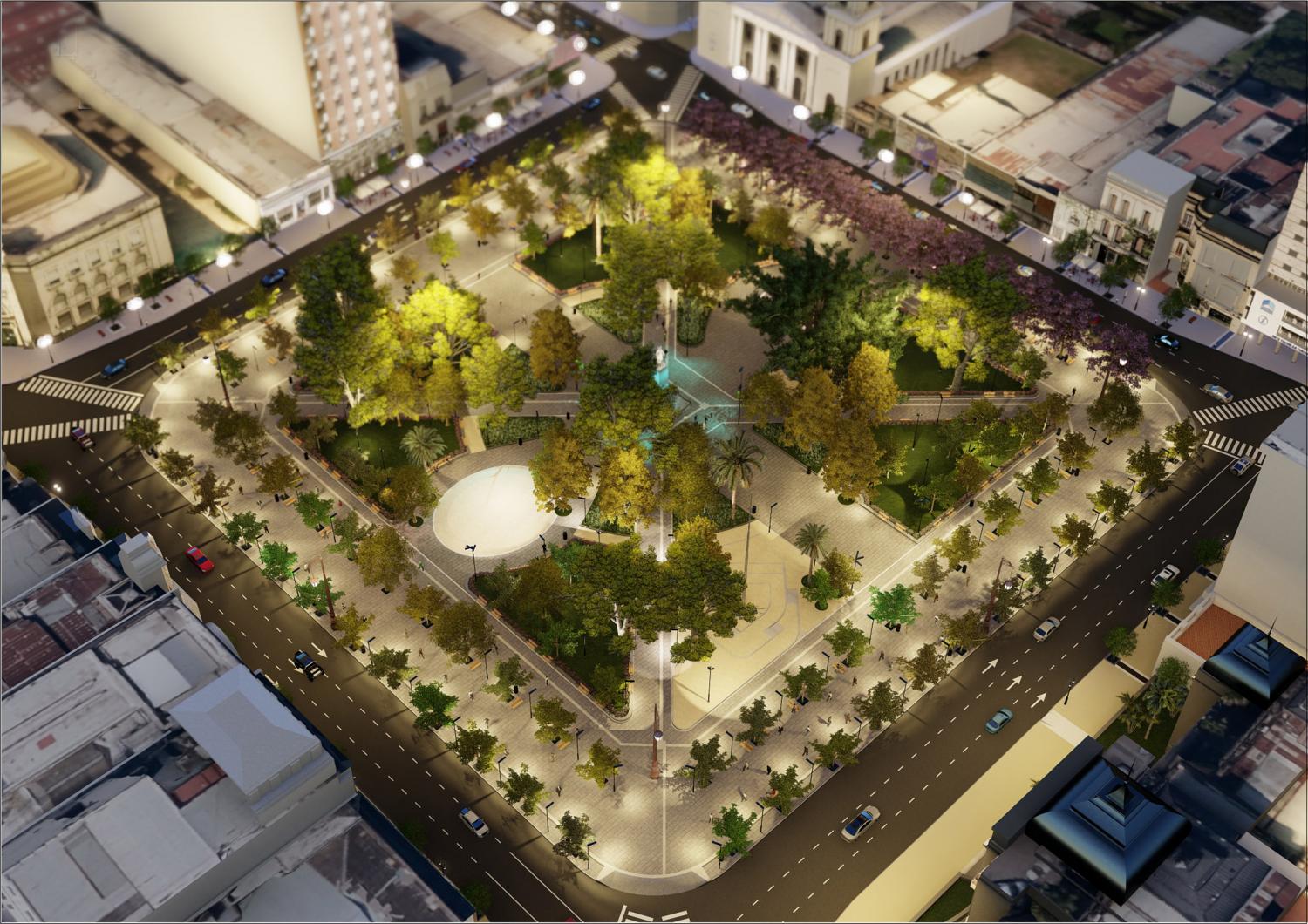 Plaza Independencia: comenzaron los trabajos para embellecer el paseo