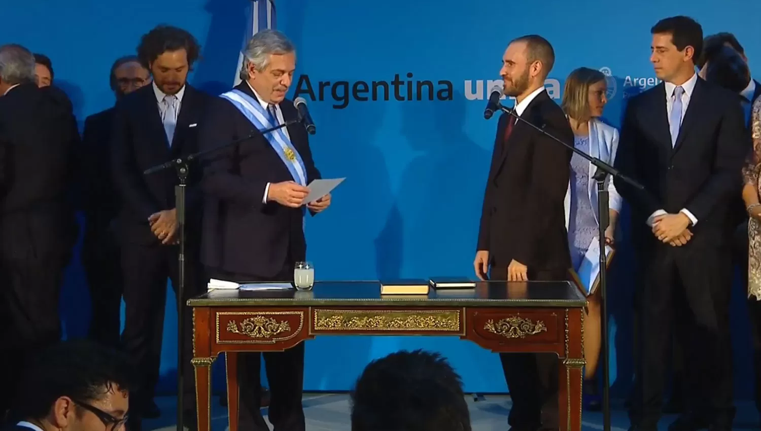 El momento en el que Martín Guzmán juraba como ministro de Economía. 