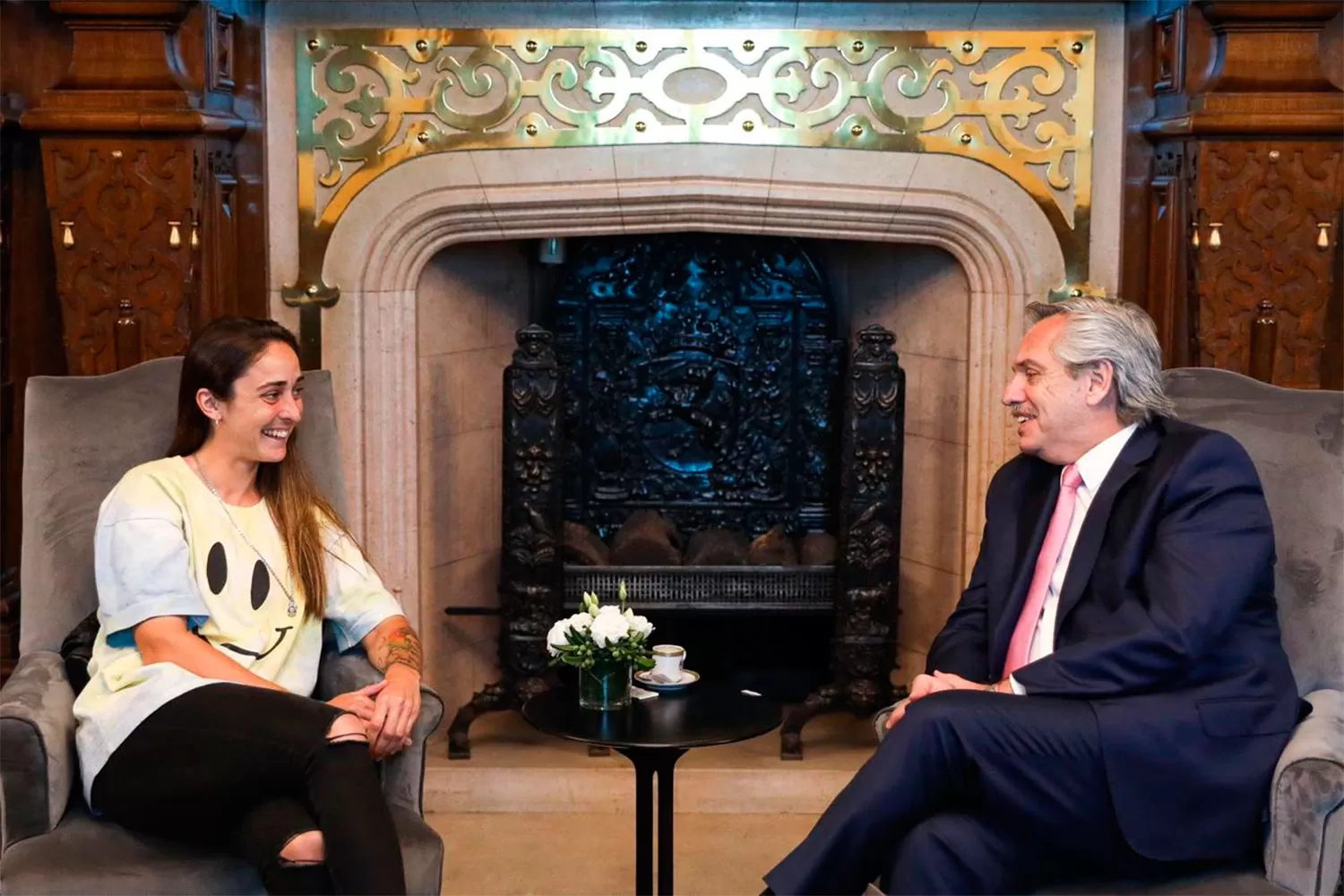 EN LA CASA ROSADA. Fernández recibió a Macarena Sánchez.