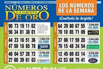 ¡Mucha suerte! Esta es la grilla completa de los Números de Oro