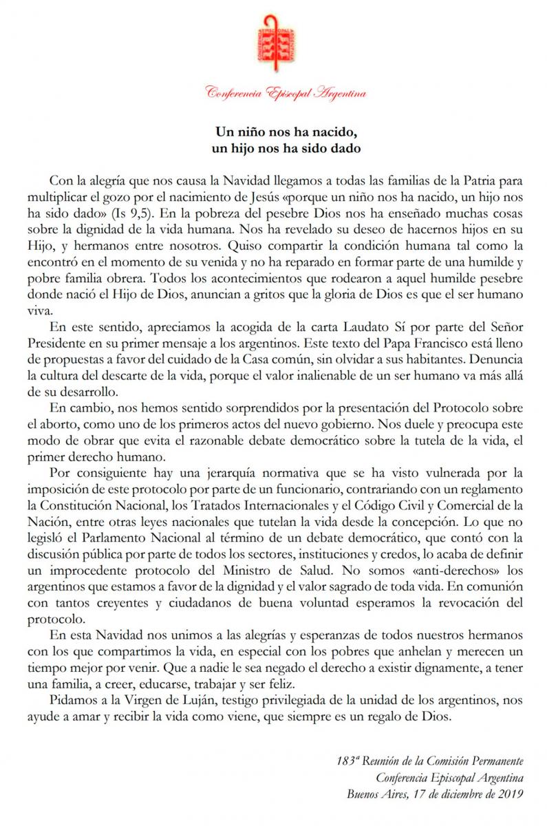 El Arzobispo pidió que se respete la dignidad y el valor sagrado de toda vida