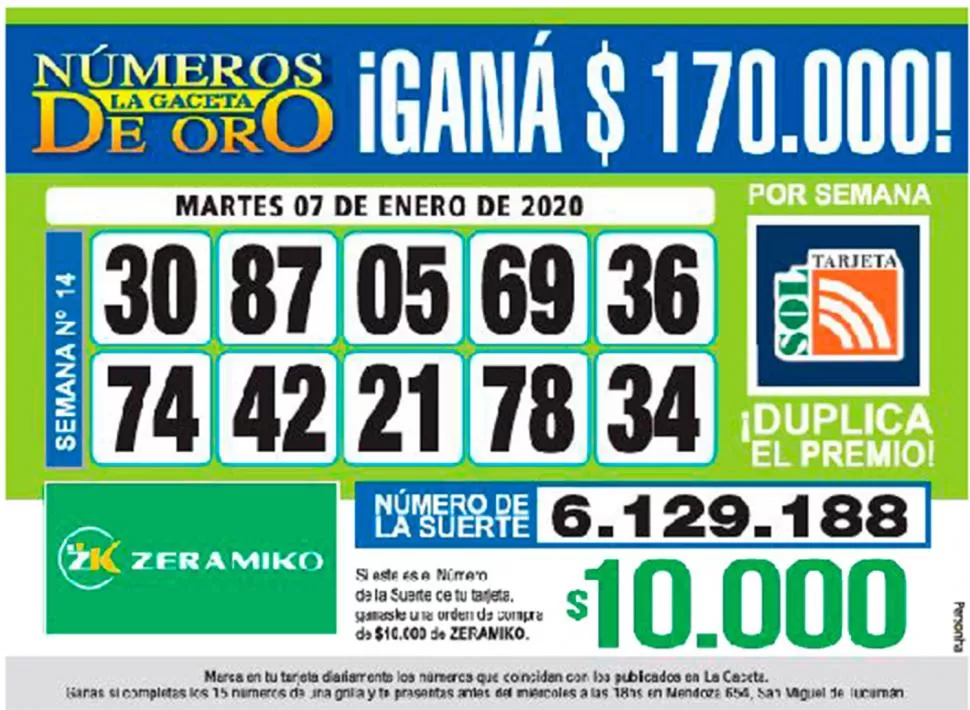 Los Números de Oro de LA GACETA