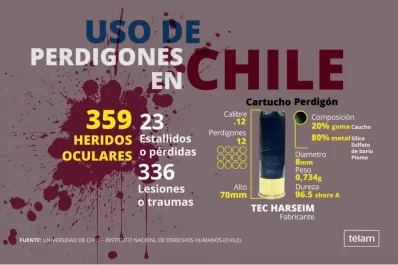 Investigan en Chile si Carabineros usa perdigones de goma o de plomo para reprimir las protestas