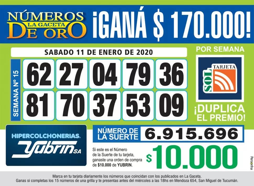 Los Números de Oro de LA GACETA