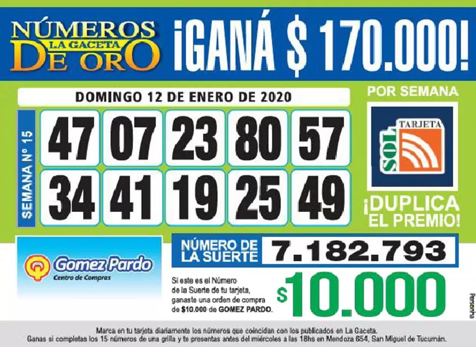 Los Números de Oro de LA GACETA