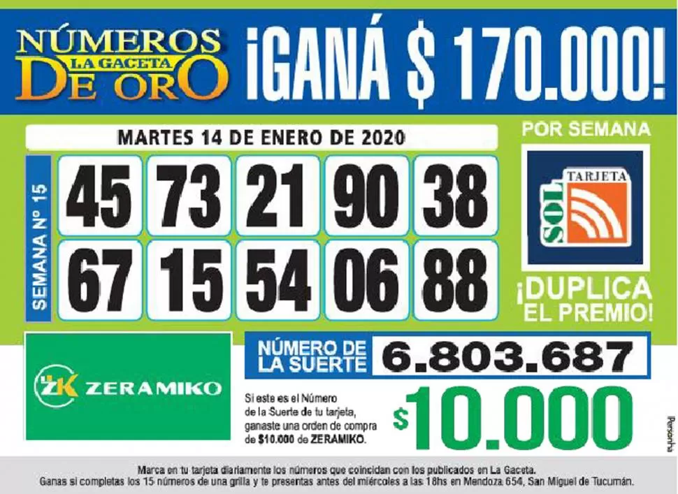 Los Números de Oro de LA GACETA