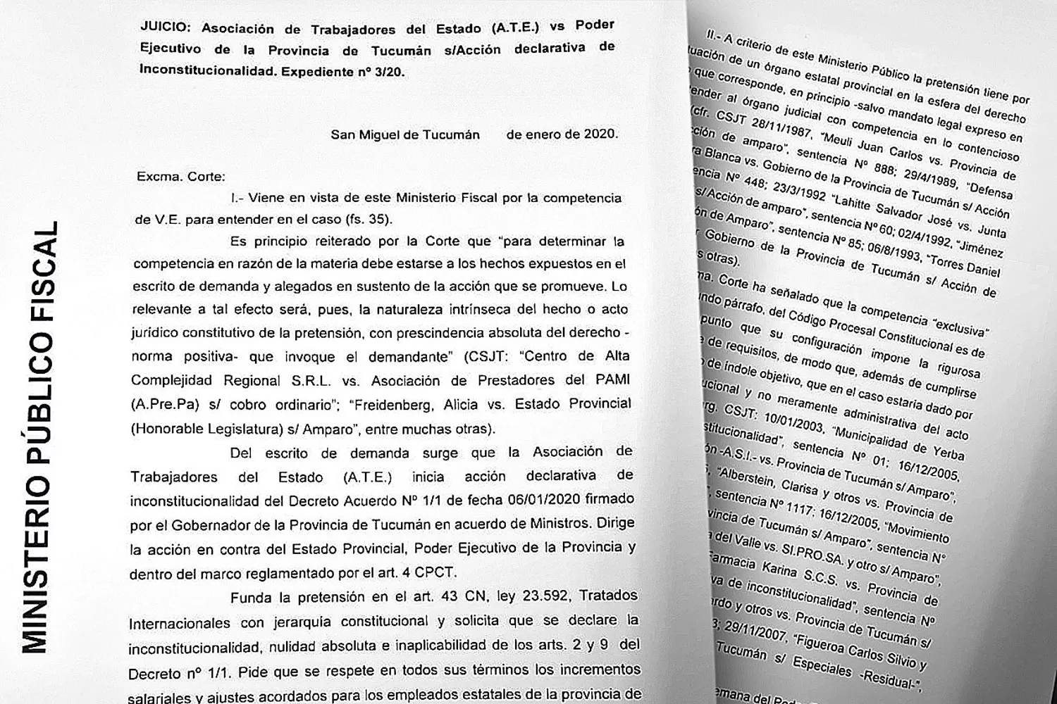 PRONUNCIAMIENTO NO VINCULANTE. La opinión del ministerio de la acusación fue enviada ayer al alto tribunal.