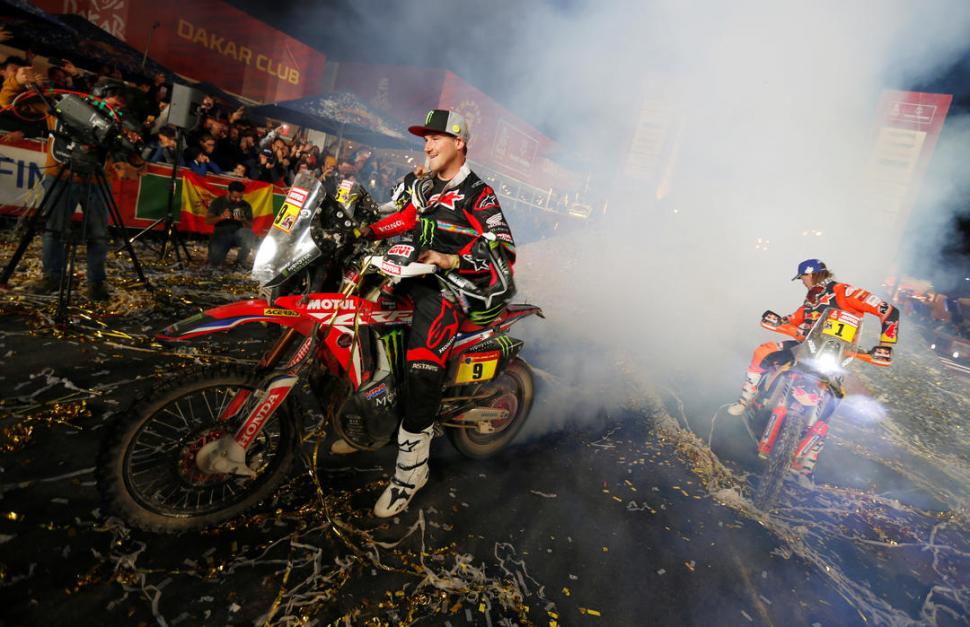 VELOZ. Ricky Brabec (Honda) terminó con una larga racha de KTM.  