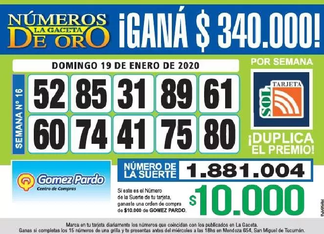 Los Números de Oro de LA GACETA