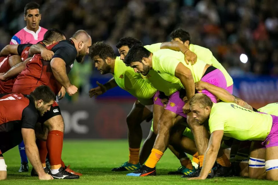 A MEJORAR. El scrum fue el punto más flojo de Jaguares en Mar del Plata. Georgia se mostró superior en esa formación. prensa uar