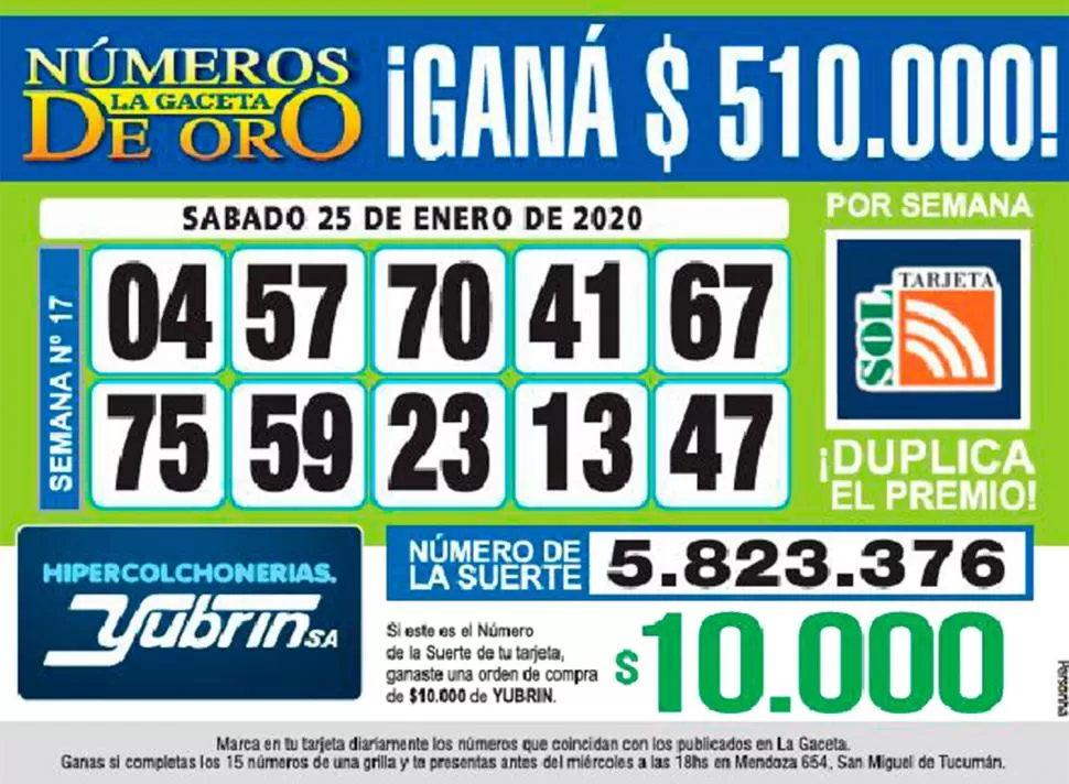 Los Números de Oro de LA GACETA