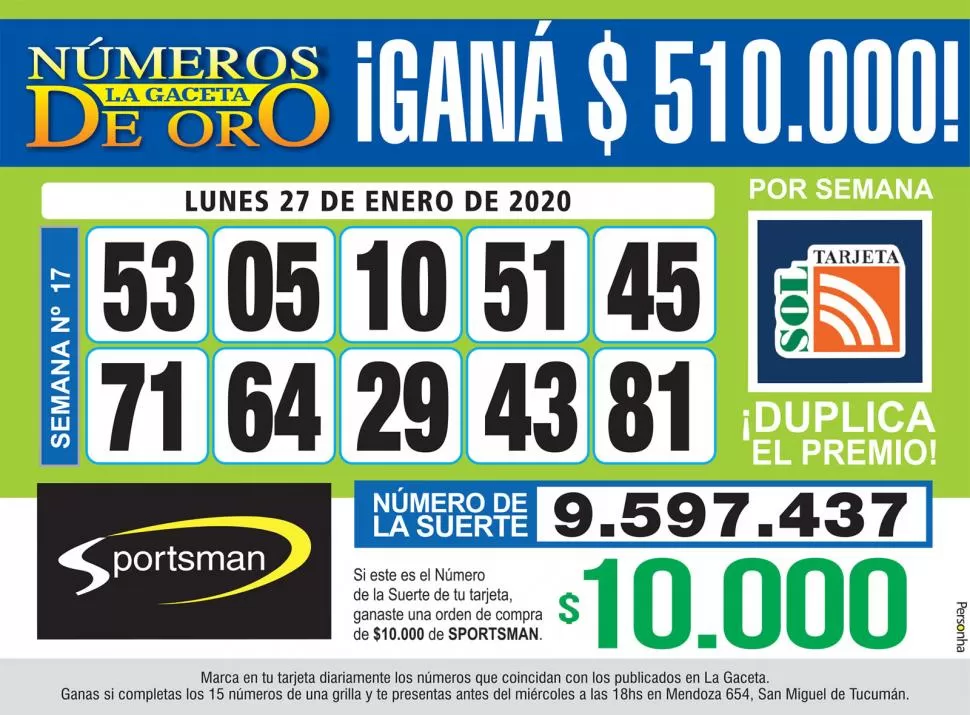 Los Números de Oro de LA GACETA